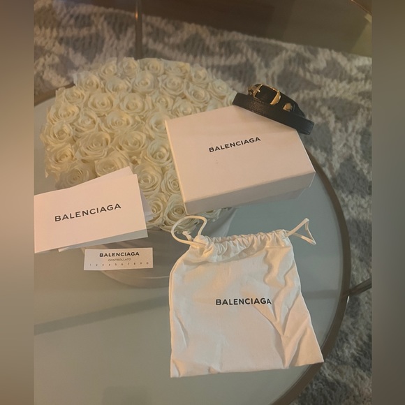 Balenciaga Black Leather Triple Wrap Bracelet Gold Hardware - Picture 7 of 7